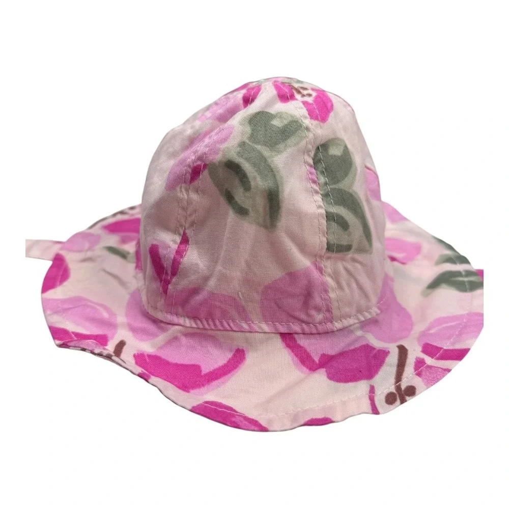 Carter's Newborn Baby Girl Pink‎ Floral Bucket Sun Hat With Chin Straps 0114